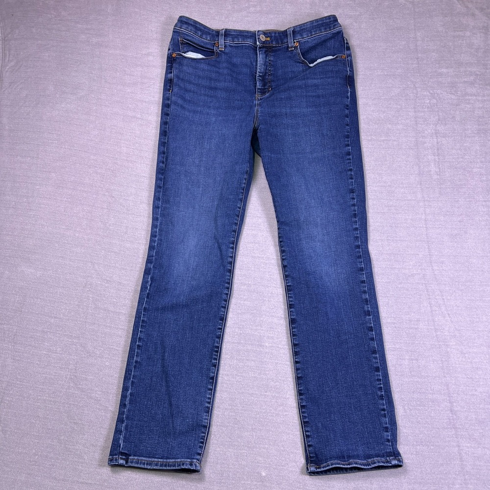Talbots Womens Blue Denim Mid Rise Comfort Stretch Straight Leg Jeans Size 10